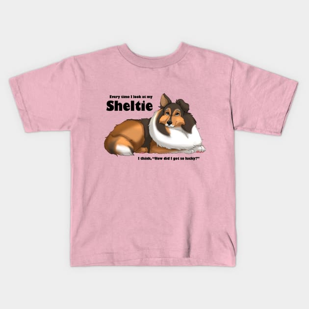 Lucky Sheltie Kids T-Shirt by You Had Me At Woof